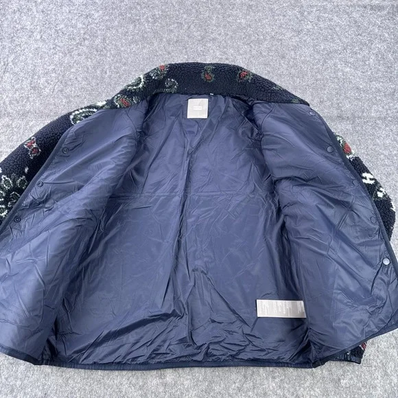 Kith Pinehurst Sherpa Fleece Jacket Mens Large Navy Paisley Snap Front Bomber - Picture 9 of 11
